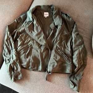 kenzie army green utility army style asymmetrical zipper jacket